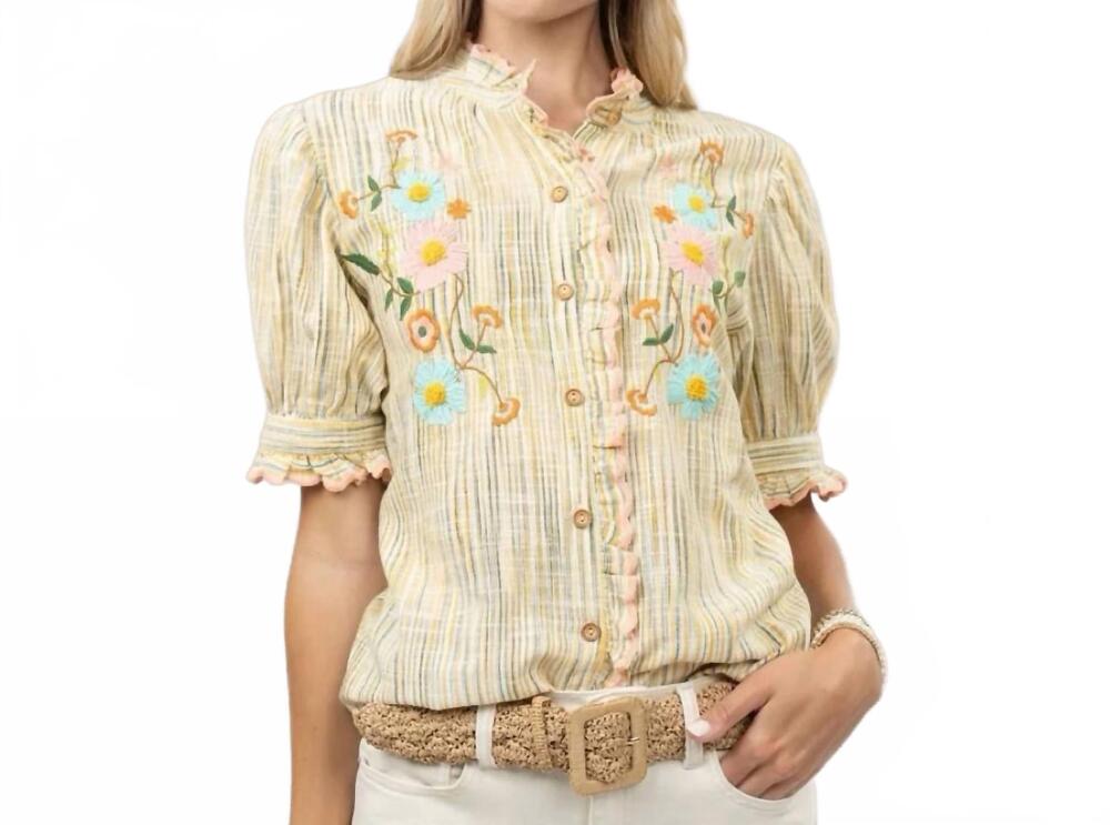NEW IVY JANE the meadow mix button-down top in cream